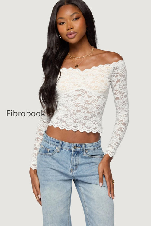 Thaia Sheer Lace Long Sleeve Top