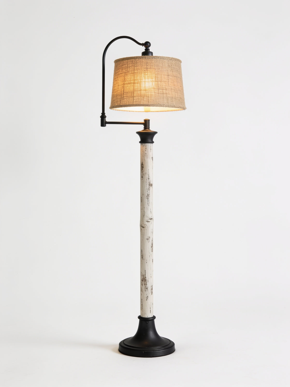 Farmhouse Floor Lamp with Burlap Shade