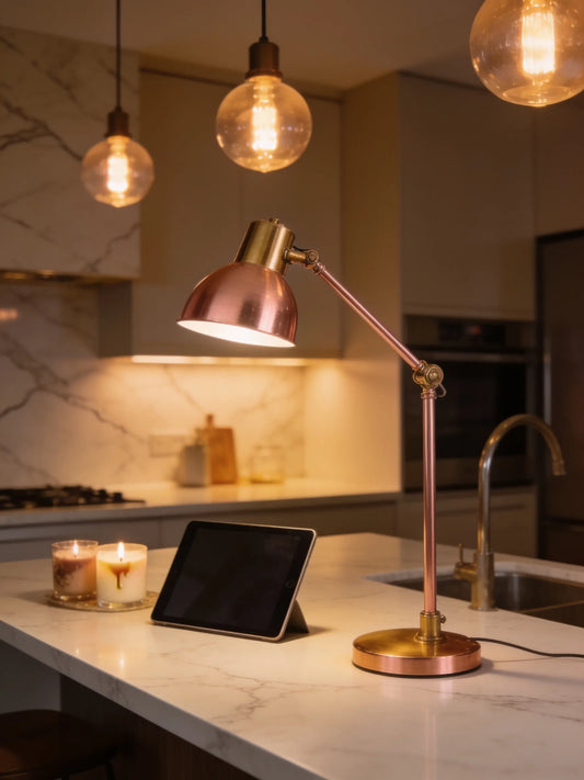 Rose Gold Swing Arm Desk Lamp