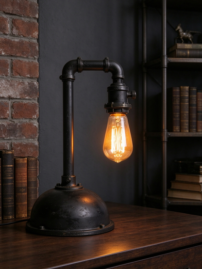 Industrial Pipe Floor Lamp with Edison Bulb