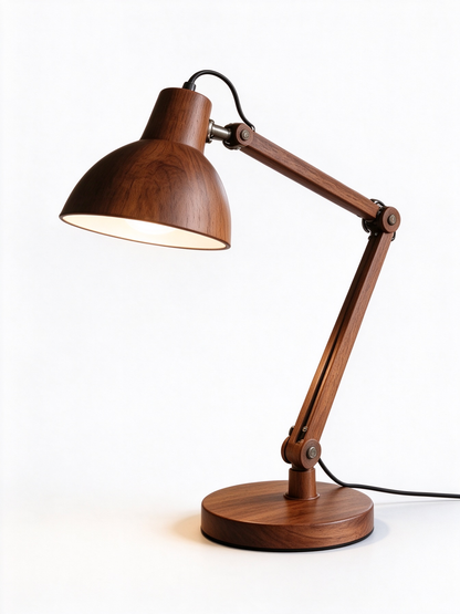 Wooden Base Architect Desk Lamp