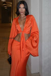 sexy-tie-long-sleeve-v-neck-skirt-set