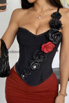strapless-red-lace-floral-boned-cami-top