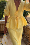 solid-casual-v-neck-ruffle-short-sleeve-skirt-set