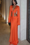 sexy-tie-long-sleeve-v-neck-skirt-set