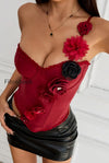 strapless-red-lace-floral-boned-cami-top