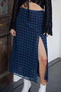 Plaid Slit Midi Skirt