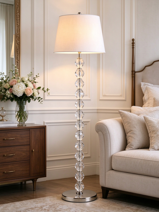 Crystal Column Floor Lamp with Warm Light