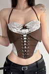 chic-color-block-lace-insert-tie-waist-backless-halter-top
