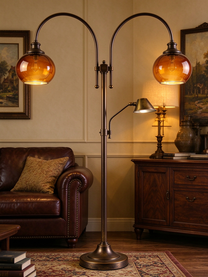 Oil-Rubbed Bronze Tree Floor Lamp with Reading Light