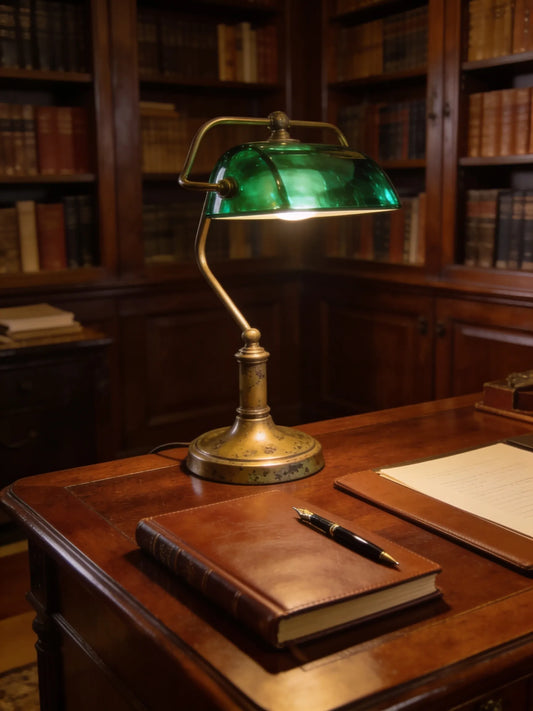 Vintage Brass Banker's Desk Lamp