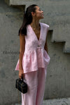 romantic-cotton-v-neck-sleeveless-vest-pants-two-piece-set
